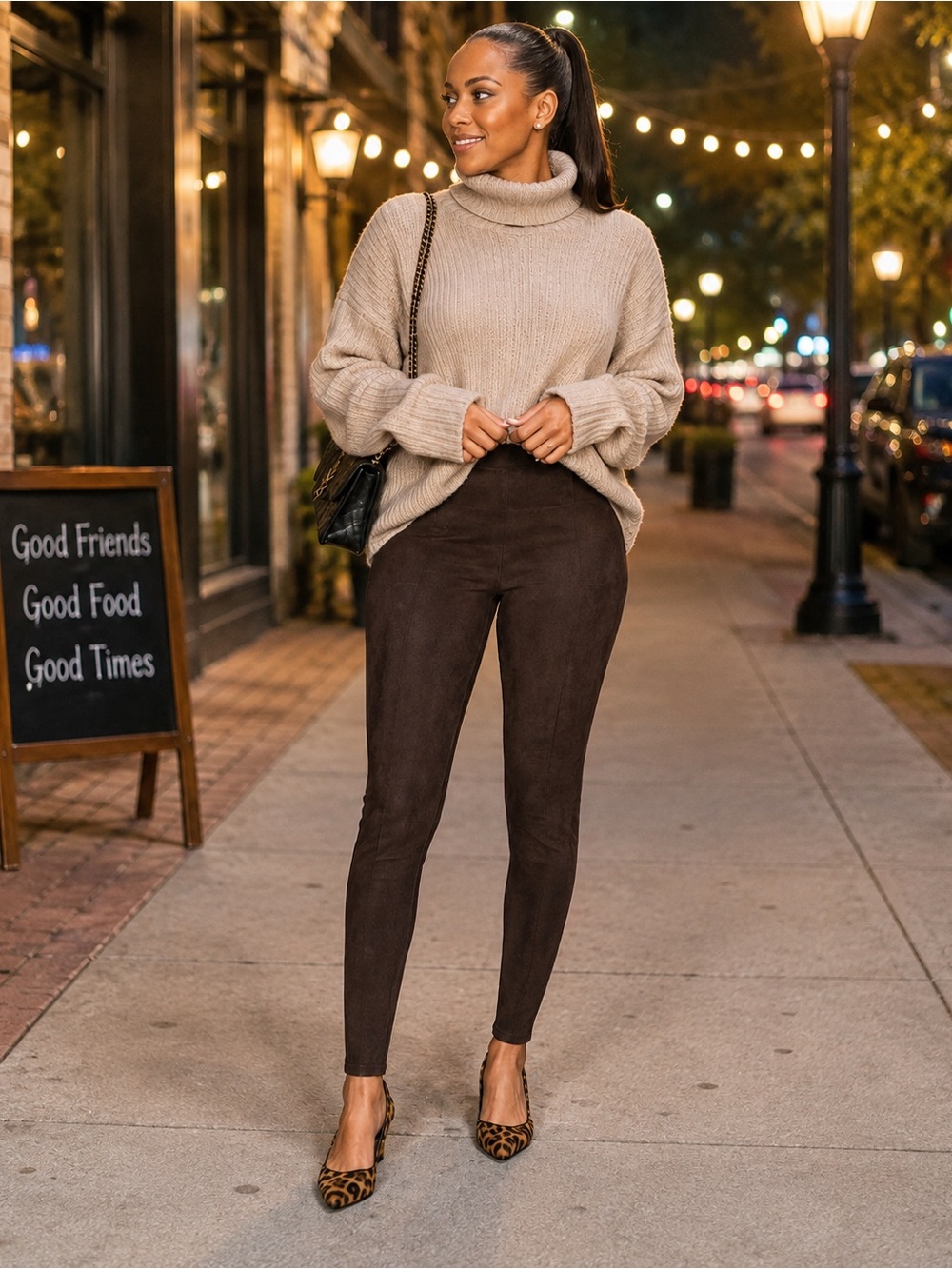 Spanx Faux Suede Pull-On Leggings High Waisted Chocolate Rich Brown - Size: XL